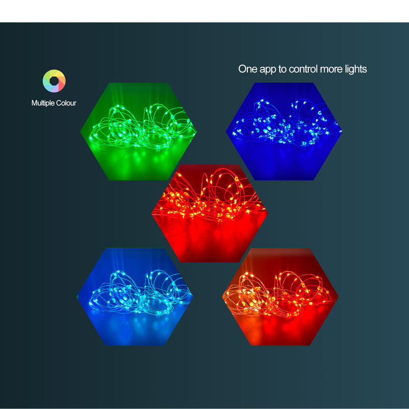 Αδιάβροχο RGB WIFI APP συγχρονισμού έξυπνο ηλιακό διακοσμητικό καλώδιο χαλκού των οδηγήσεων ελέγχου φω'των