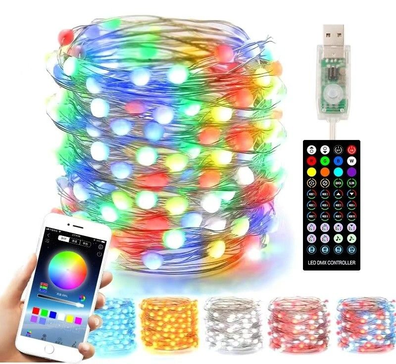 Ηλιακά διακοσμητικά φω'τα WiFi Bluetooth 5m 10m ζωηρόχρωμα φω'τα σφαιρών