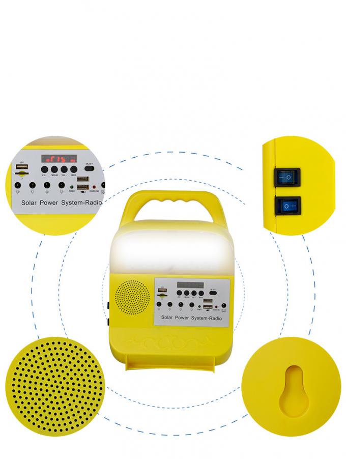 Portable Outdoor Solar Lighting Kit and Solar System with FM Radio, Bluetooth Speaker and Radio