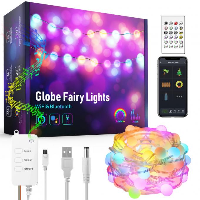 Φω'τα των μακρινών ζωηρόχρωμων σφαιρών USB Bluetooth WiFi οδηγήσεων φω'των διακοσμητικών