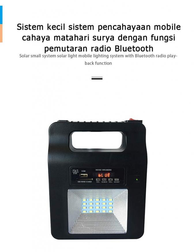 Ηλιακός φωτισμός εγχώριων ηλεκτρικών συστημάτων με τα ραδιο φω'τα έκτακτης ανάγκης διακοπών ρεύματος στρατοπέδευσης Bluetooth υπαίθρια
